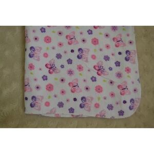 Tiddliwinks Butterfly Baby Blanket Flannel Receiving Pink White Purple Floral